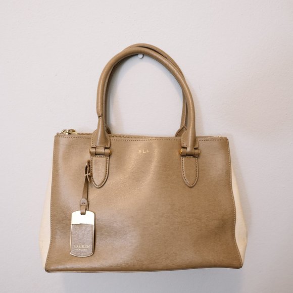 Lauren Ralph Lauren Handbags - Lauren by Ralph Lauren Gold-Toned Shoulder Bag with PU Leather Details